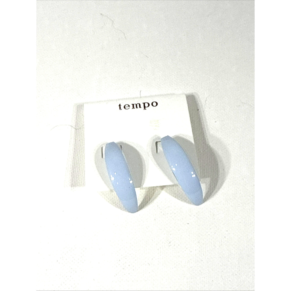 Tempo Light Pastel Bule Cruved Hoop Earrings